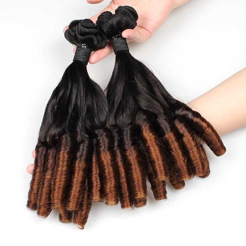 Double Drawn Remy Hair Ombre Color Straight with Curl Ends Wholesale Hair Extensions #T4