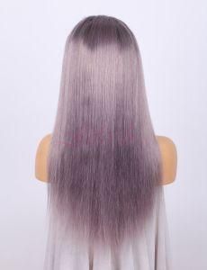 Grey Color Full Lace Virgin Hair Straight Wig