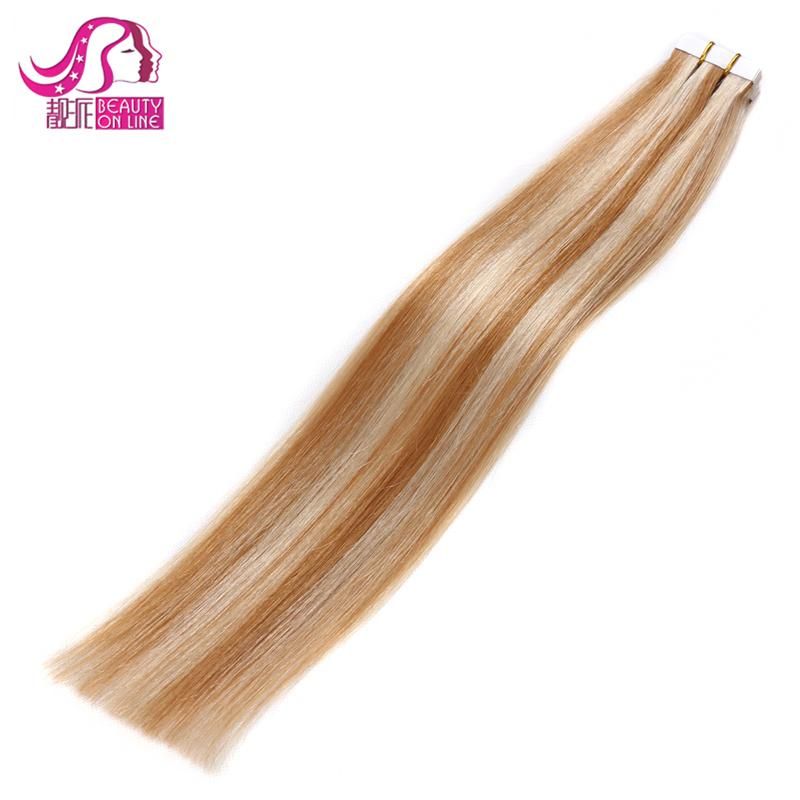 Tape in Human Hair Extension, Natural Double Drawn Tape Hair Extension 16"-24" 20PCS/Lot Brazilian PU Hair, Remy Skin Weft Hair