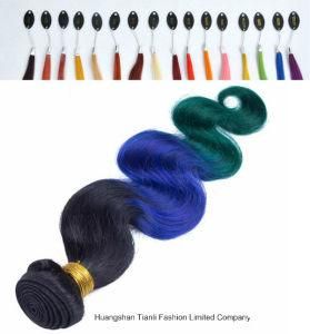 20&quot; Ombre 3tone Hair Weft 1b Blue Green Human Hair