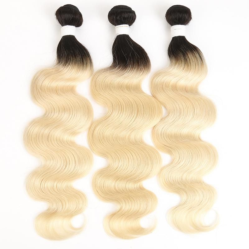 1b 613 Dark Root Blonde Ombre Brazilian Remy Body Wave Hair Extensions with 13X4 Lace Frontal Closure Free Middle Part Honey Blonde Bundles with Frontal