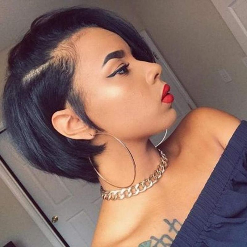 Short Pixie Cut Bob Wig Straight 150% Density Brazilian Human Hair Lace Front Bob Wigs Lace Frontal Wig for Black Women Pre Plucked with Baby Hair