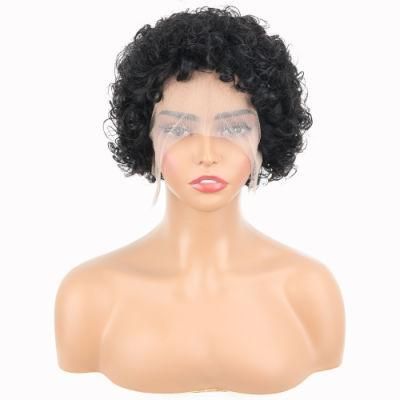 Pixie Cut Short Curly Wig Frontal Lace Wig Short Pixie 100% Human Hair Machine Wig Wholesale with T Lace