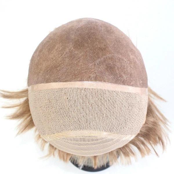 Lm001 Anti-Slip Silicon Mono Top and Lace Front Synthetic Hair Full Cap Wig Hairpiece