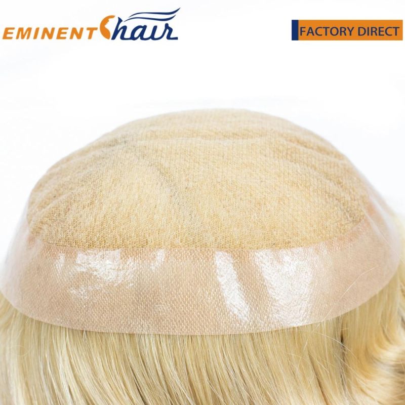 Women′s Toupee French Lace with Clear PU Hair Replacement 613 Blond Long Hair