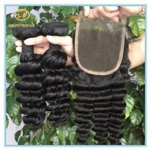 Top Quality Large Stock Natural Color Deep Wave Brizilian Virgin Hair with Factory Price Wf-007