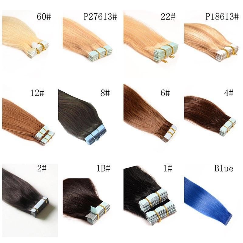 European Double Drawn Russian Human Hair Tape Hair Extension, High Quality Natural Remy Tape in Hair Extension