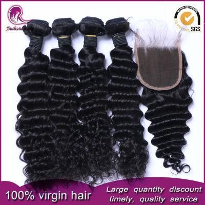 Deep Wave Chinese Virgin Hair Weft with Lace Closure