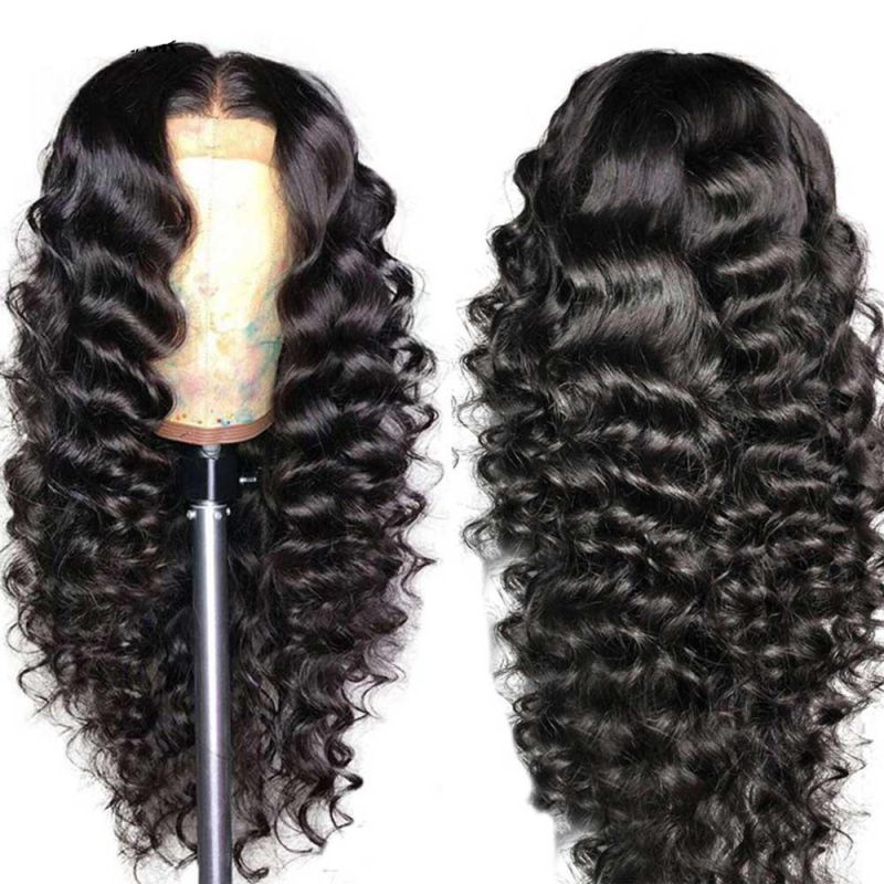 10 Inch Loose Deep Wave Remy 4X4 Lace Front Human Hair Wigs for Black Women
