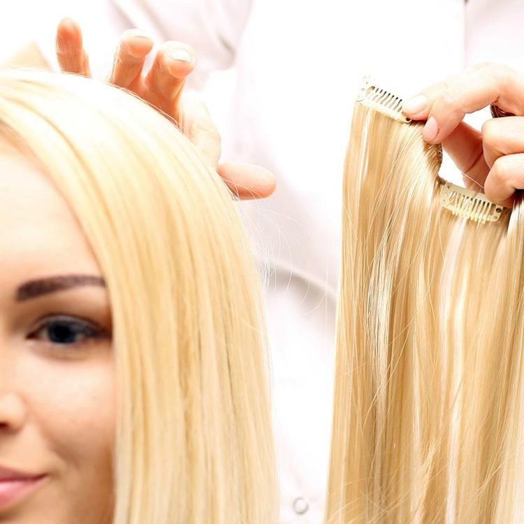 Custom PU Clip in Hair Extension Virgin European100g Clip in Hair Extensions.