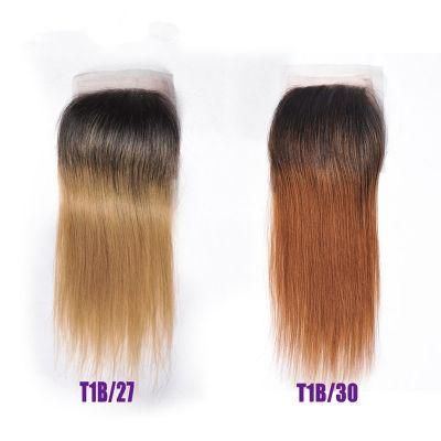 Virgin Hair Ombre #1b/30 Straight Lace Closure