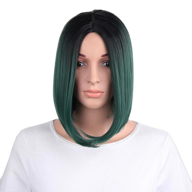 Wholesale Ombre Green Bob Wig Heat Resistant Synthetic Short Wigs