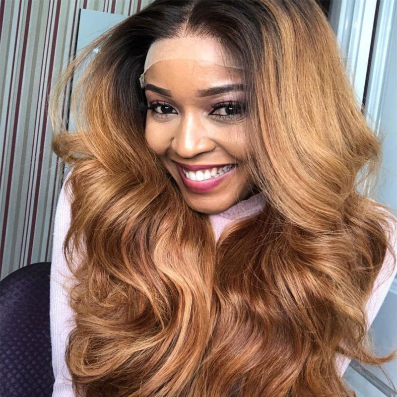 Body Wave 360 Lace Front Human Hair Wig Pre Plucked with Baby Hair 150% Density Ombre Color