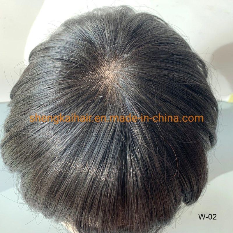 China Wholesale Good Quality Handtied Human Hair Synthetic Hair Lady Hair Wigs for Hair Loss 569
