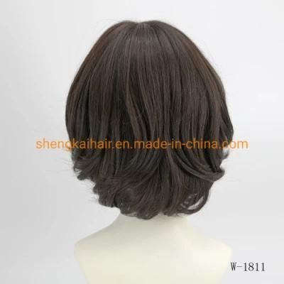 Wholesale Premium Full Handtied Human Hair Synthetic Hair Mix Ladies Hair Wigs