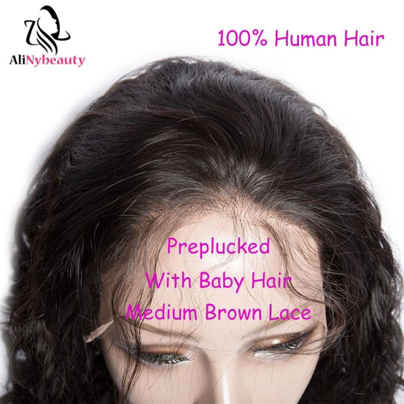 100 Unprocessed Brazilian Human Hair Water Wave Lace Front Wig