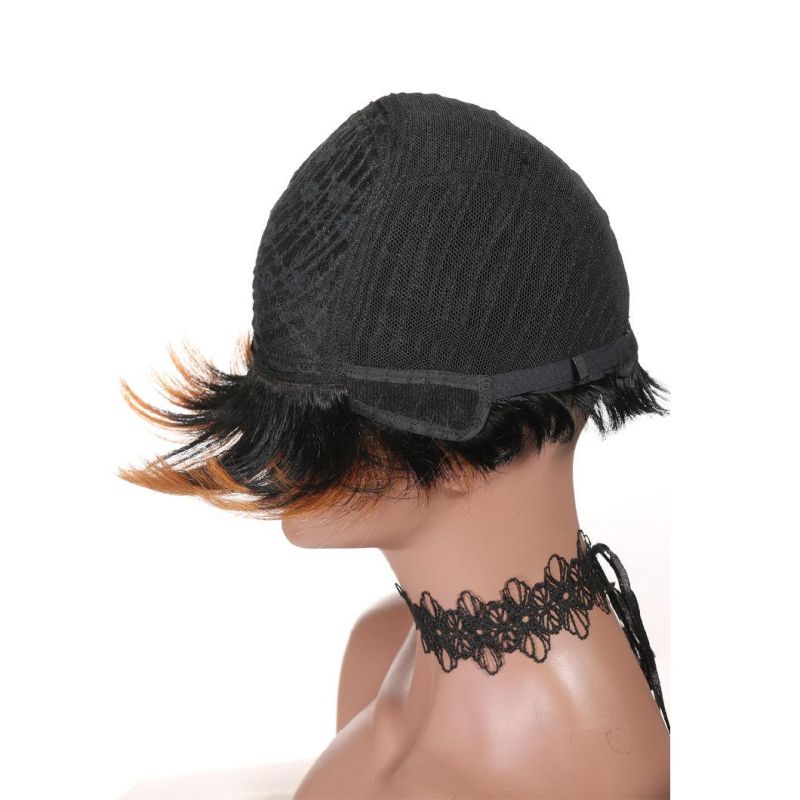Short Human Hair Wigs for Black Women Straight 1b/30 Color