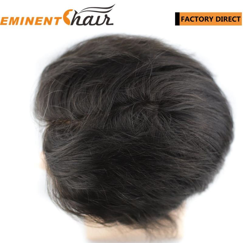 Natural Hairline Human Hair Skin Men′s Toupee