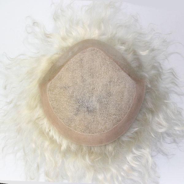 French Lace PU Around Men′s Toupee Grey Human Hair