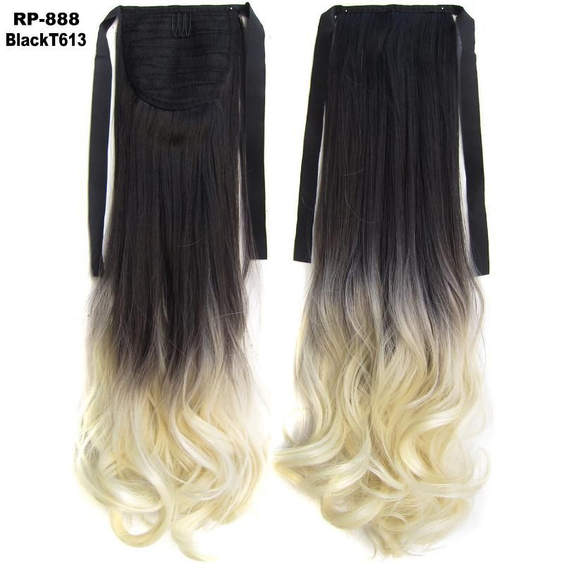 Natural Wavy Ribbon Gradient Color Synthetic Tie up Ponytail Hair Extension