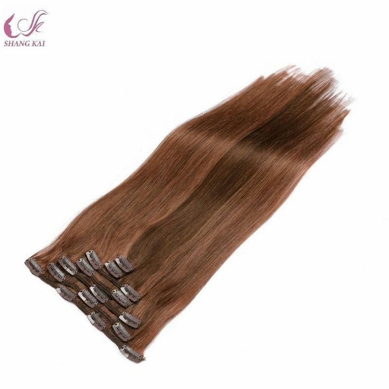 7PCS Double Weft Double Drawn Clip in Remy Human Hair Extensions for White Women