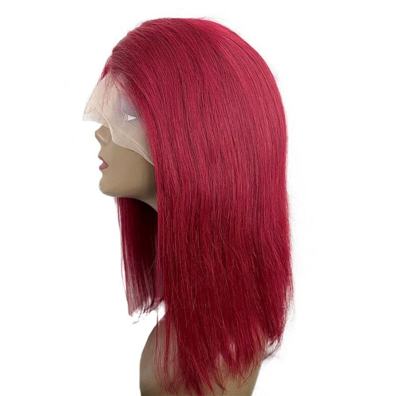 Christmas Red Brazilian Human Hair T Part 13*1 Lace Front Bob Wig