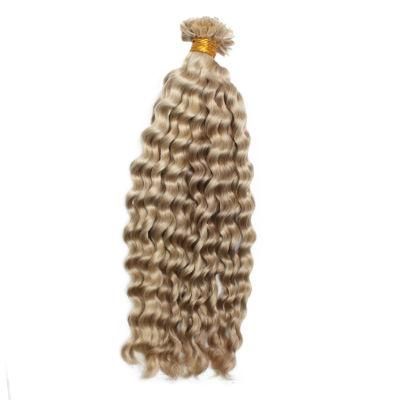 Unprocessed Remy Virgin Human Hair Double Drawn Deep Wave Flat Tip Hair Extensions