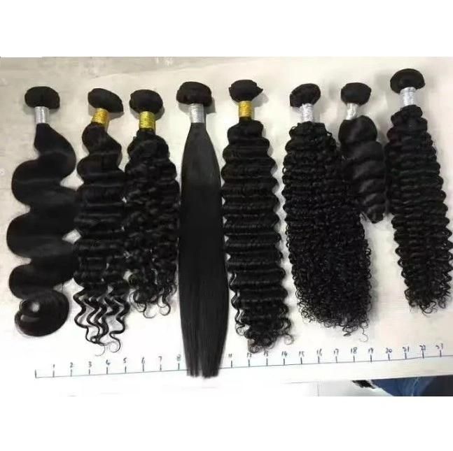 Various Wavy Curly 100% Virgin Human Hair Weft Bundles with Lace Closures and Frontals