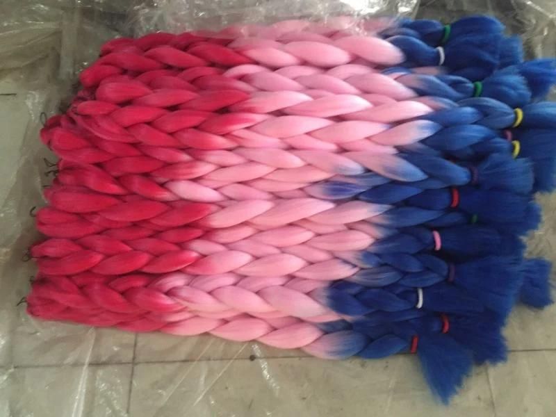 Ombre Kanekalon Braiding Hair X-Pression Braiding Hair Kanekalon Jumbo Braid Hair Extensions Synthetic Hairpiece