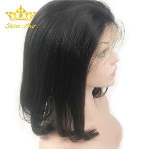 Wholesale 100% Human Hair Straight Brazilian Hair Full Lace Wig Bob Wig with Babyhair