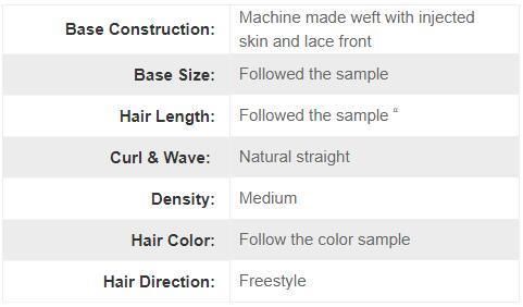 Machine Made Weft with Injected Skin Top Mono Lace Front Female Toupee