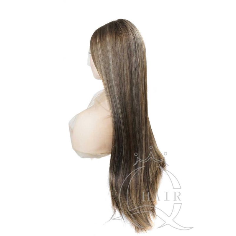 Long Stock Luxury Bleached Top Silky Soft European Virgin Hair Brazilian Hair Lace Top Wig Jewish Wigs Kosher Wig Sheitel Custom Human Hair Wigs Wholeselling