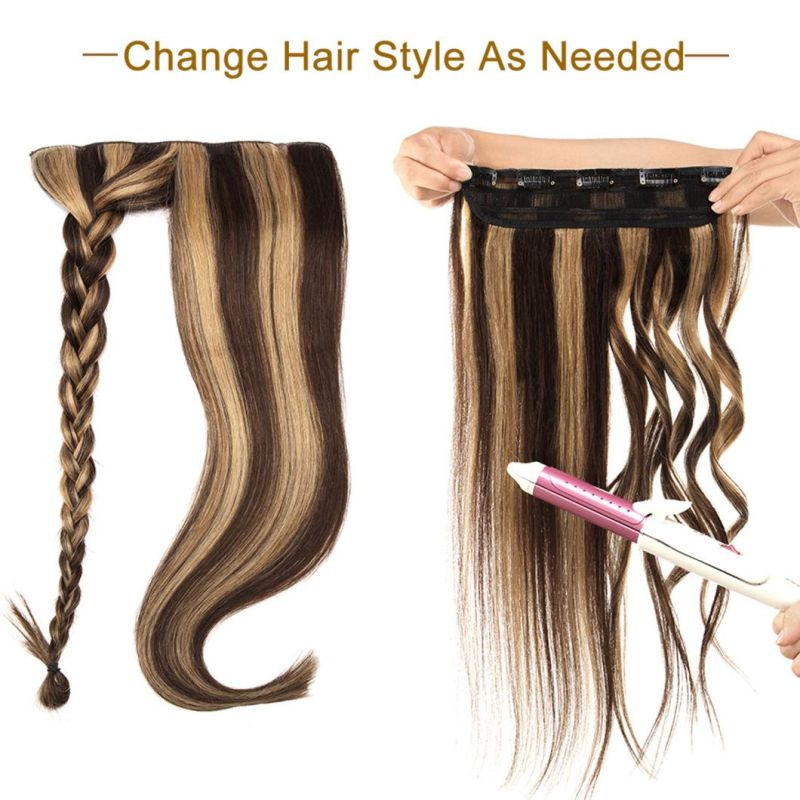 10-24 Remy 100% Human Hair Clip in Straight Clip in Human Hair Extensions Around Head Hair Extensions Multi Color 18 Inches