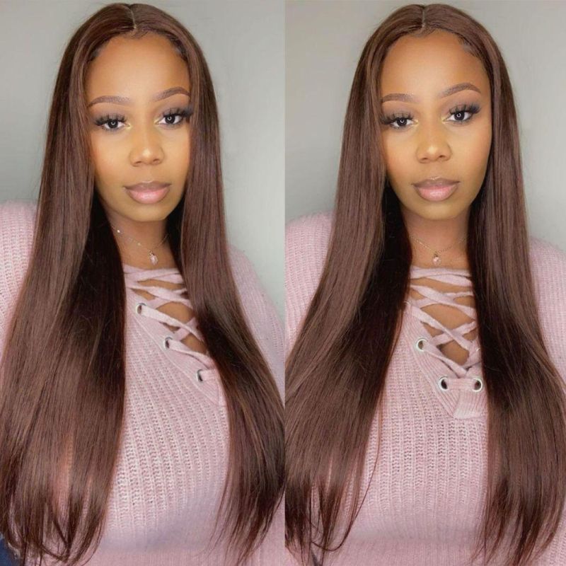 Wholesale Brown Color Straight Hair 13X4 Lace Front Wigs