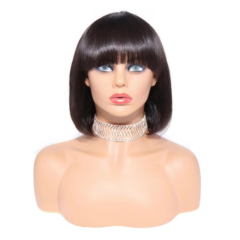 Kbeth Bob Human Hair Wig for Black Women 2022 Spring Fashion Low MOQ Custom 8 Inch Short Straight Machine Made Cheap Price Wigs with Bangs