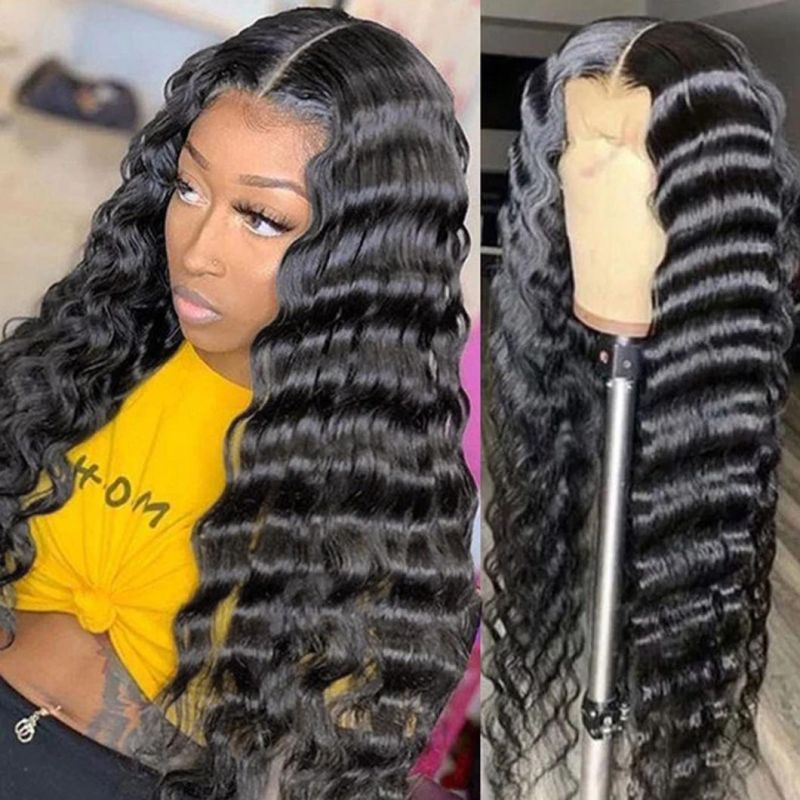 HD Lace Frontal Wig Deep Wave Human Hair Lace Front 4X4 Wigs with Closure Pre Plucked Bleached Knots Wigs 150% 13X4 Loose Deep T Part Lace Wig 28 Inch