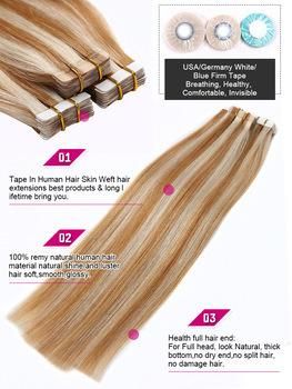 Full Hair Cuticle Grade 7A/8A/9A/10A Russian Hair Remy Tape Hair Extensions