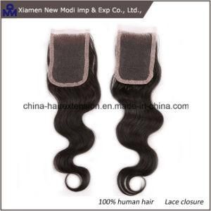 China Wholesale Lace Closure Hair Extension Indian Remy Hair in Natural Black Color