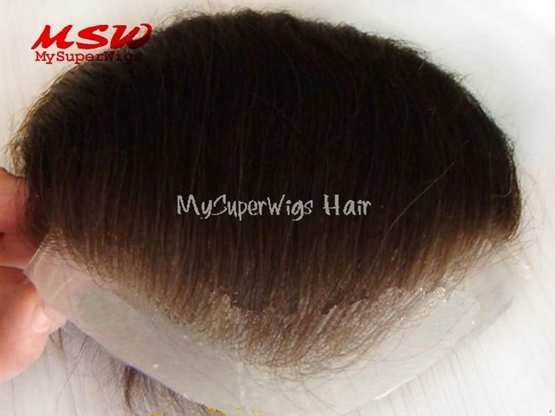 2022 Single Knotting Hair Clear Thin Poly Base Men′ S Hairpiece