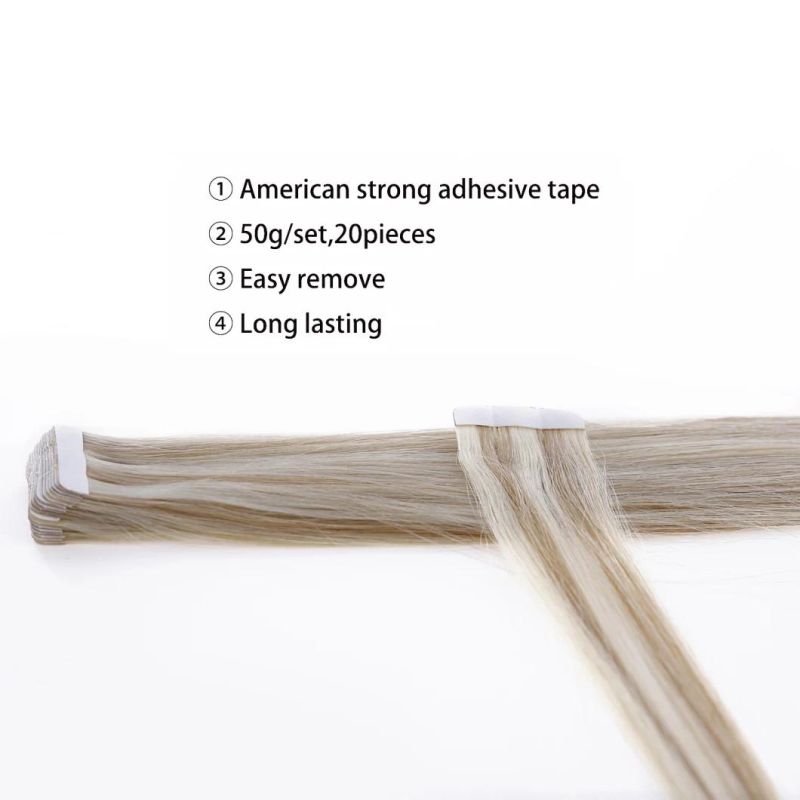 Human Hair for Woman Tape Extensions Straight 14"-22" Skin Weft Seamless Hair Extension for Salon Hair Testing 20/40/80PCS