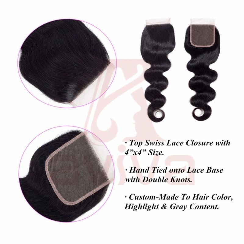 Human Hair Lace Closure Brazilian Body Wave Hair Closure 4X4 Free Part 8-24 Inch Remy Hair Closure
