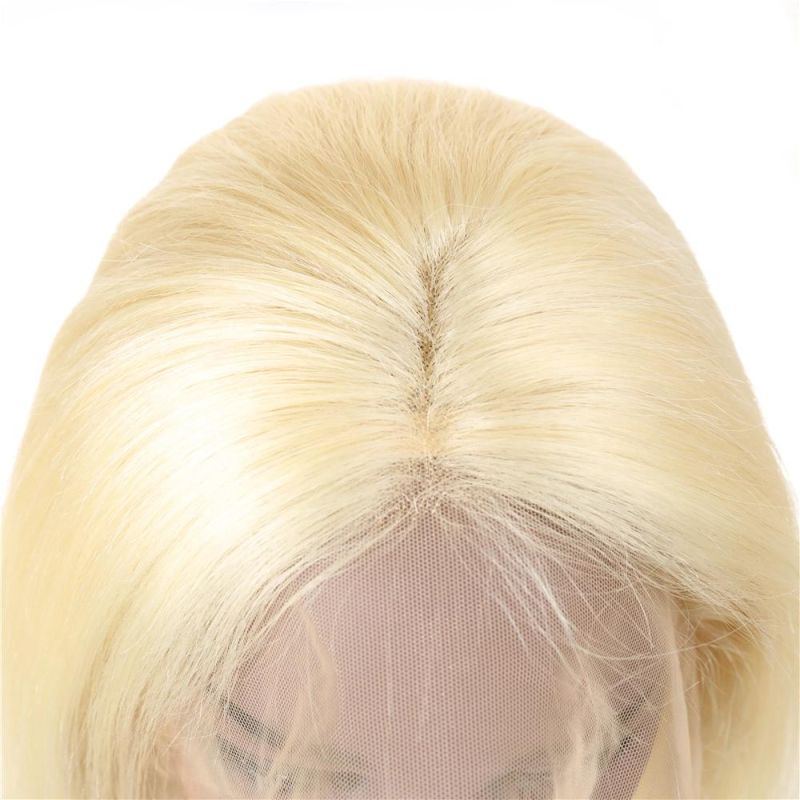 Kbeth 613 Gold Human Hair Wigs for Black Women 2021 Summer 100% Virgin Peruvian Remy Customized Straight Short Blonde Black Bob 16 Inch HD Full Lace Wig