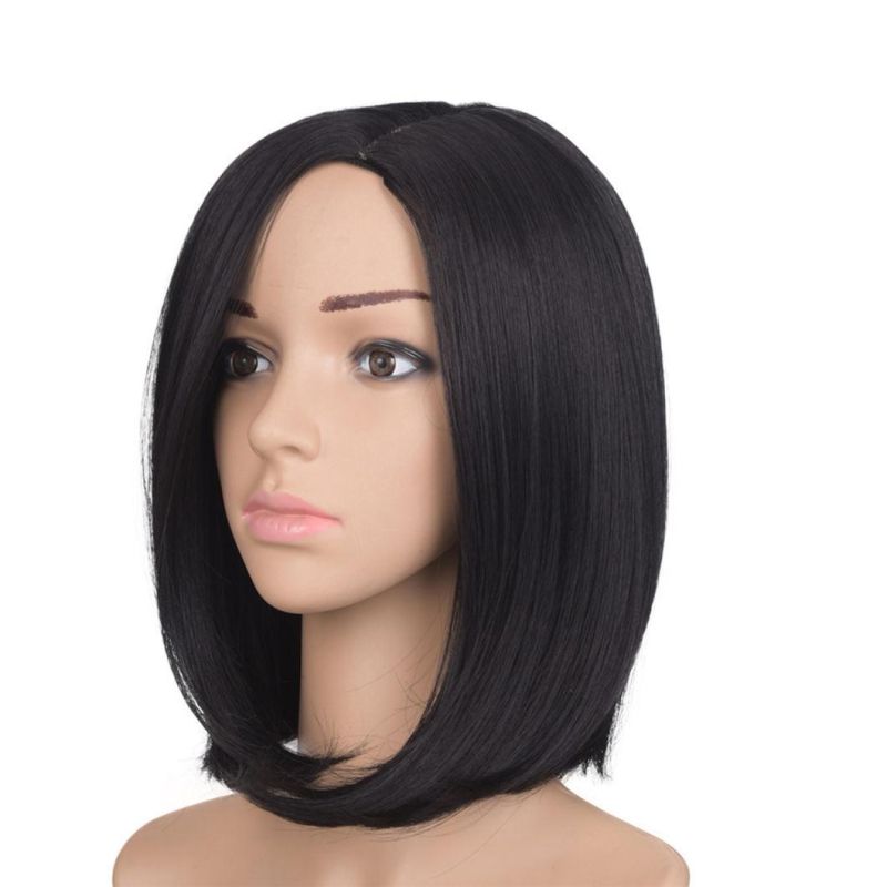 Middle Part Short Ombre Black Dark Blonde Color Bob Wig with Lace Front Brazilian Human Hair Wigs for Women 12 Inches