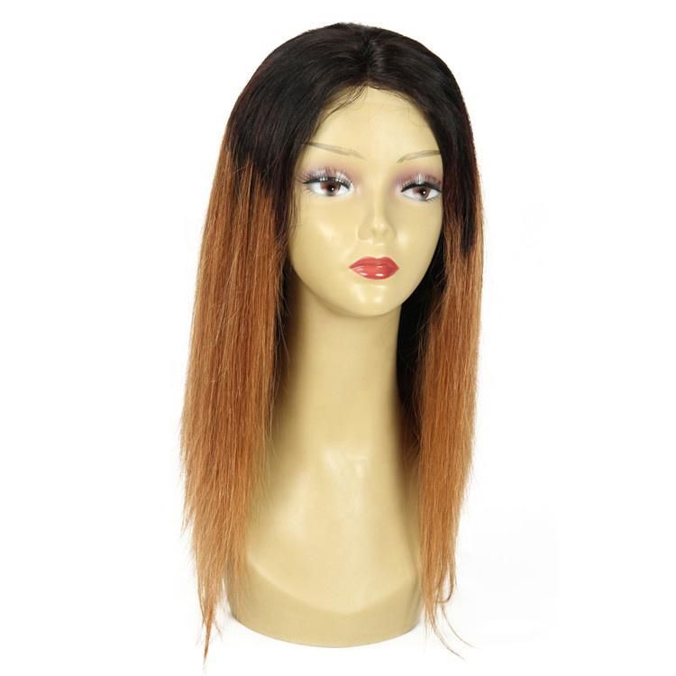 Ombre Lacewig #1bt30 Black Blonde Human Hair Frontal Lace Wig Free Parting Silky Straight Indian Jewish Wig