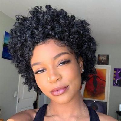 Kinky Curly Pixie Cut Wigs Short Human Hair Wig with Lace Front Human Brazilian Hair Wig for Black Women