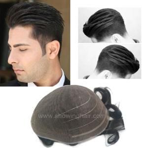 Fine Welded Mono Bleached Knots Hair Replacement Toupee
