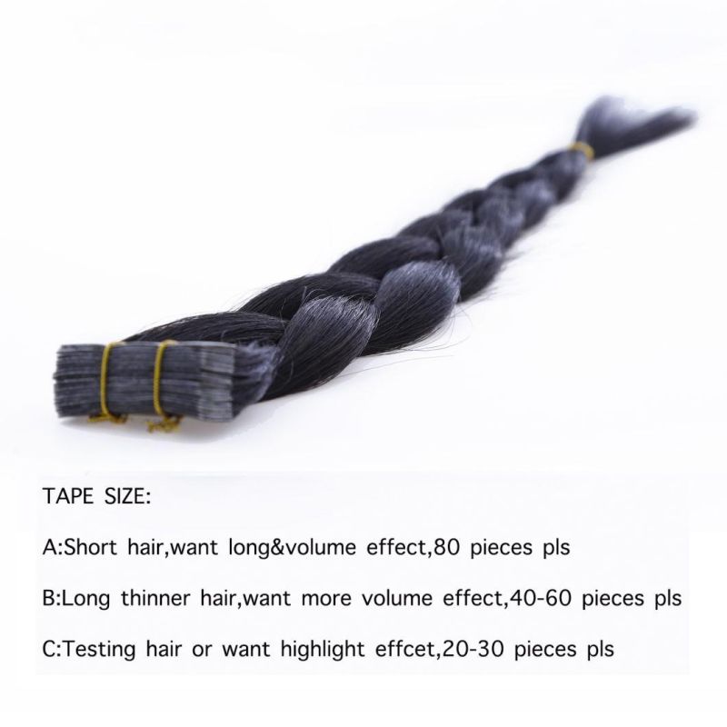 Hair for Woman Remy Brazilian Human Tape in Hair Extensions Invisible Skin Weft Color #1jet Black 22 Inch 100 Gram Per Package 40 PCS