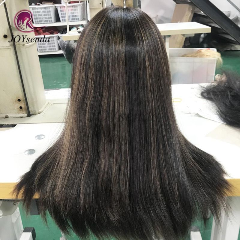 Dark Brown Color with Highlight Silk Scalp Top Jewish Wigs Original Factory European Human Hair Natural Skin Kosher Wigs