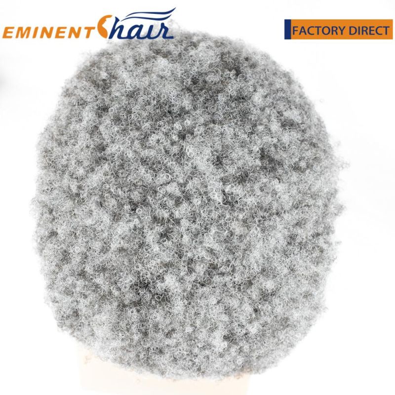 Fine Mono with PU Edge Custom Afro Curly Toupee for Men
