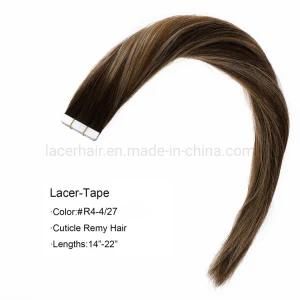 #4-27-27 Hot Selling Straight PU Skin Weft Brazilian Hair for Invisible Tape Hair Extension